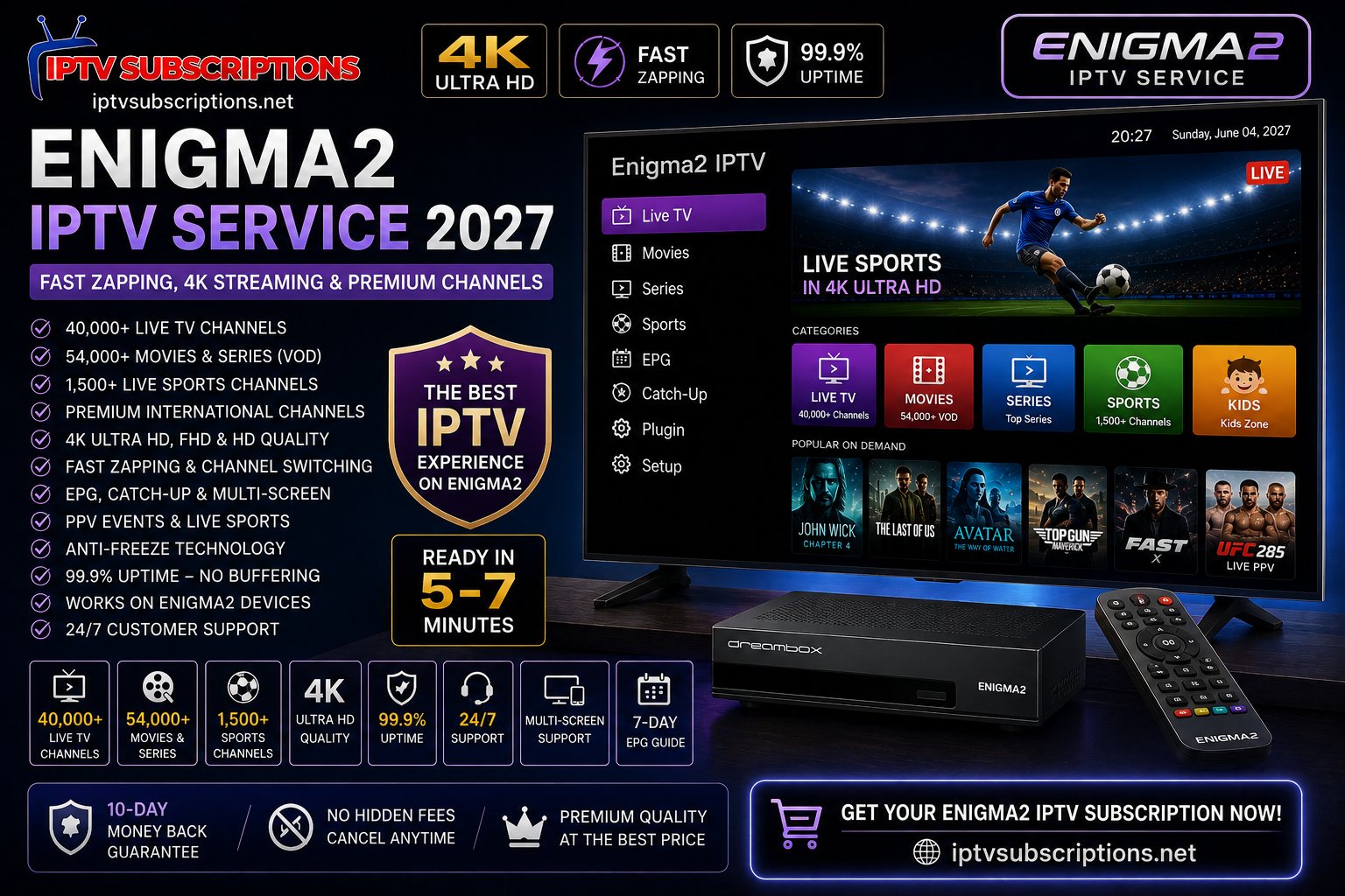Enigma2 IPTV Service 2027 – Fast Zapping, 4K Streaming & Premium Channels