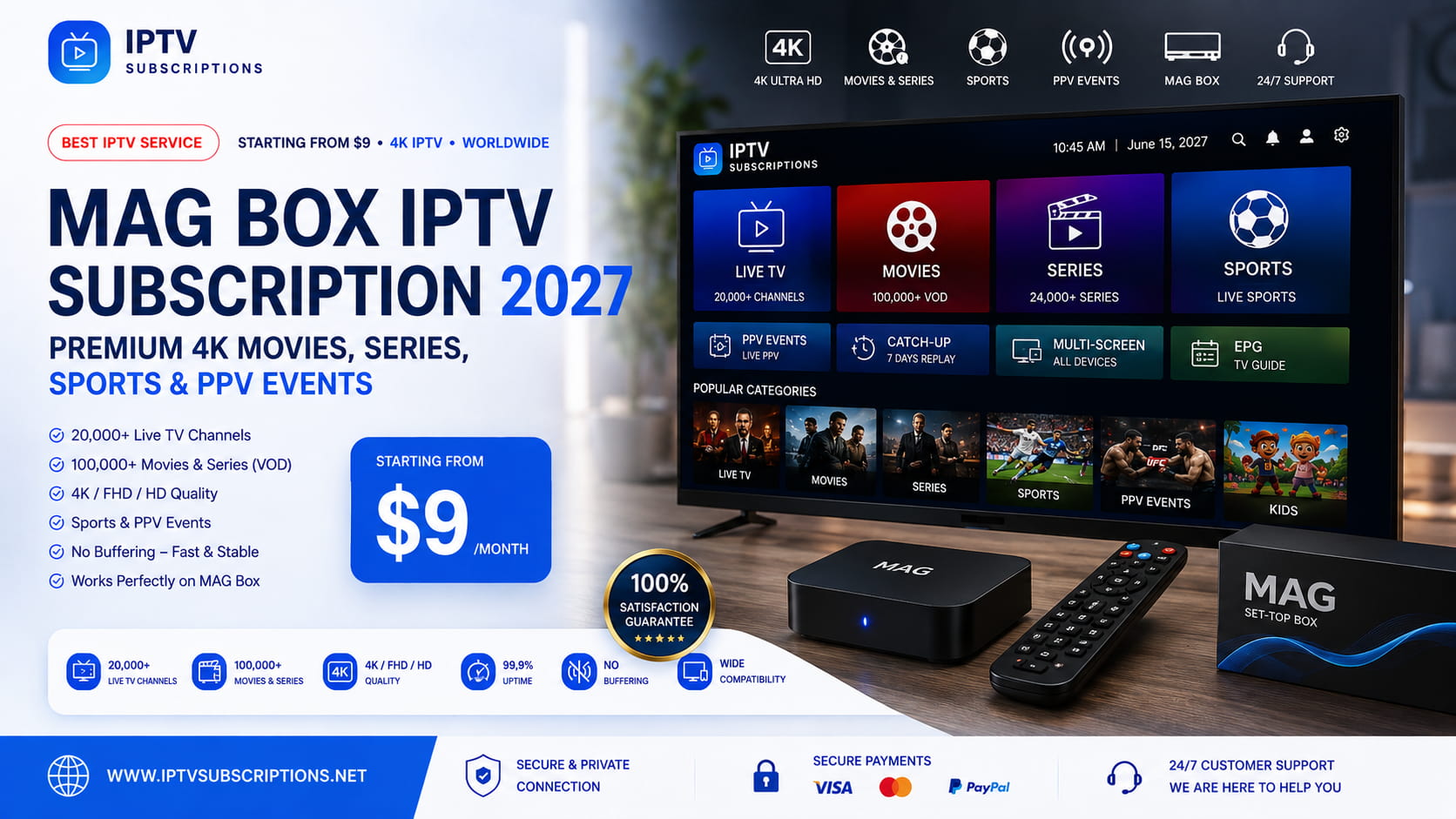 MAG Box IPTV Subscription 2027 – Premium 4K Movies, Series, Sports & PPV Events
