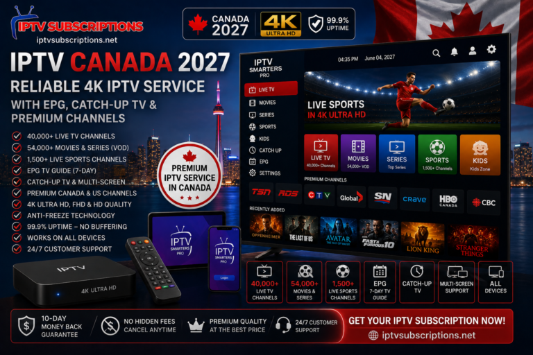 IPTV Canada 2027 – Reliable 4K IPTV with EPG, Catch-Up TV & Premium Channels