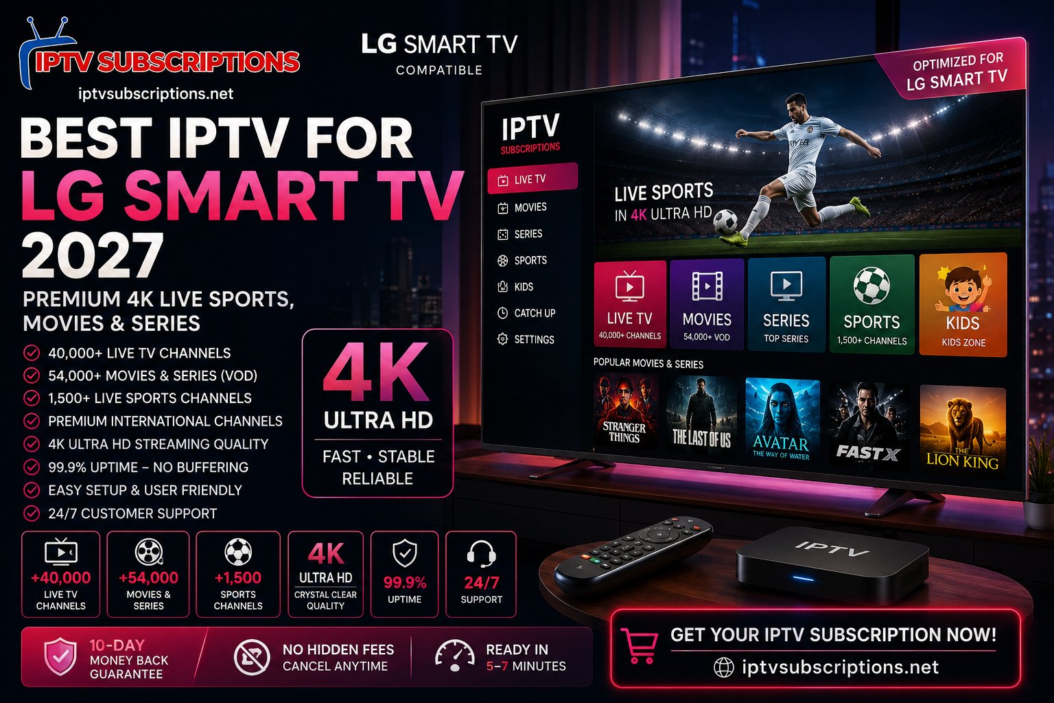 Best IPTV for LG Smart TV 2027 – Premium 4K Live Sports, Movies & Series
