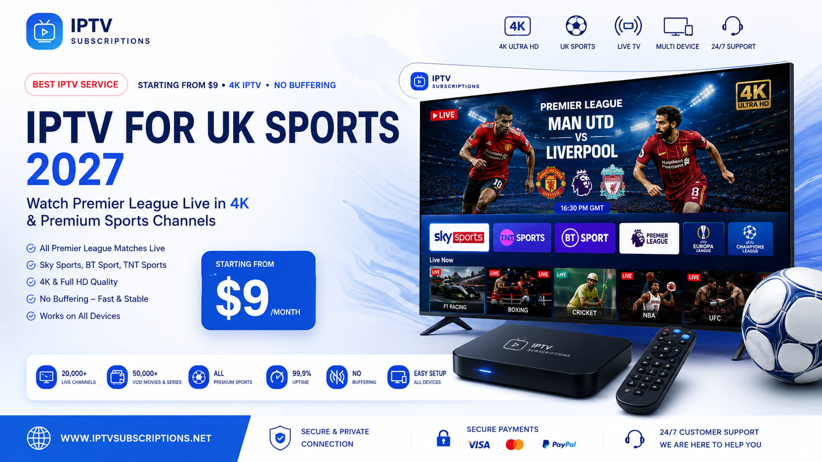 IPTV for UK Sports 2027 – Watch Premier League Live in 4K & Premium Sports Channels