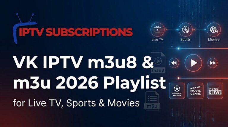 VK IPTV m3u8 & m3u 2026 Playlist for Live TV, Sports & Movies
