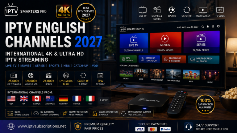 IPTV English Channels 2027 – International 4K & Ultra HD IPTV Streaming