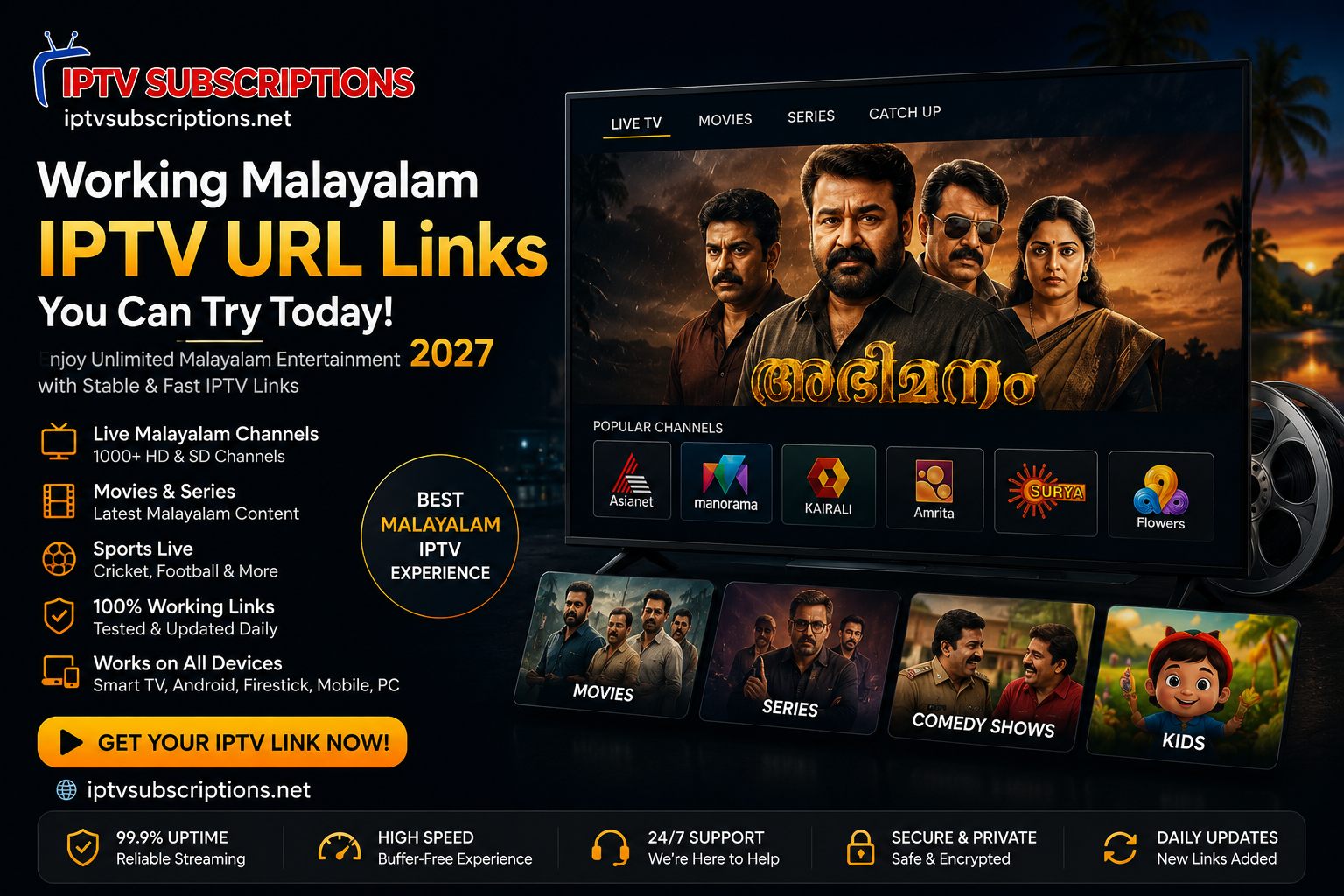 Working Malayalam IPTV URL Links You Can Try Today 2027