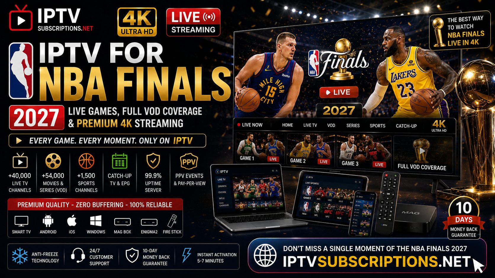 IPTV for NBA Finals 2027 β Live Games, Full VOD Coverage & Premium 4K Streaming