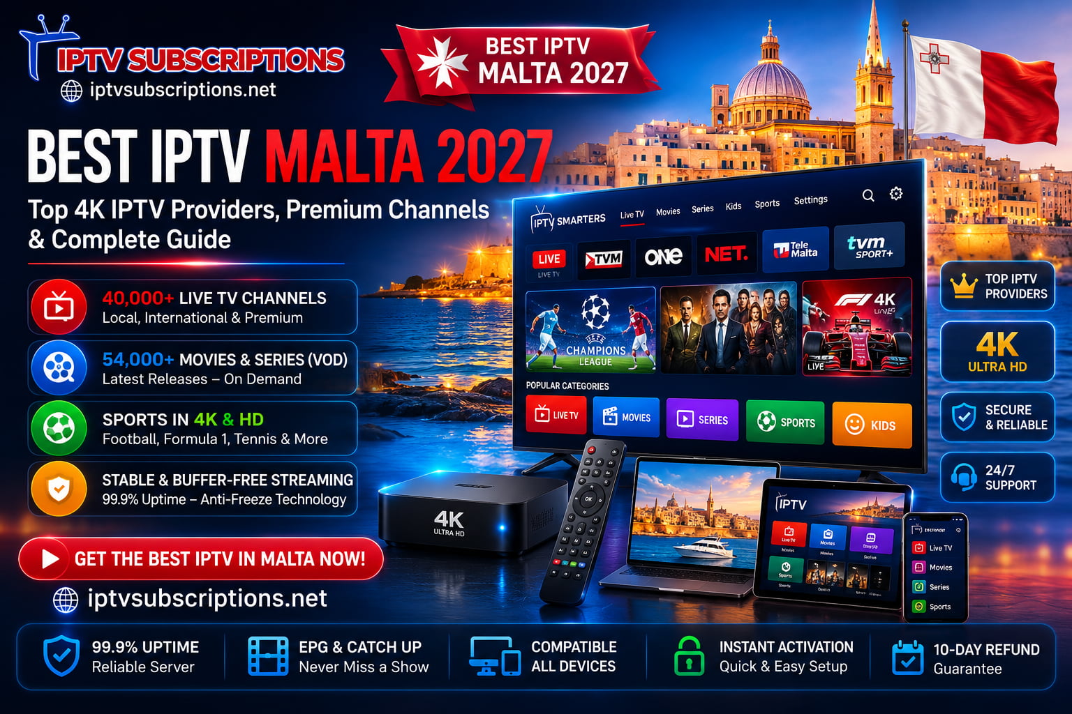 Best IPTV Malta 2027 – Top 4K IPTV Providers, Premium Channels & Complete Guide