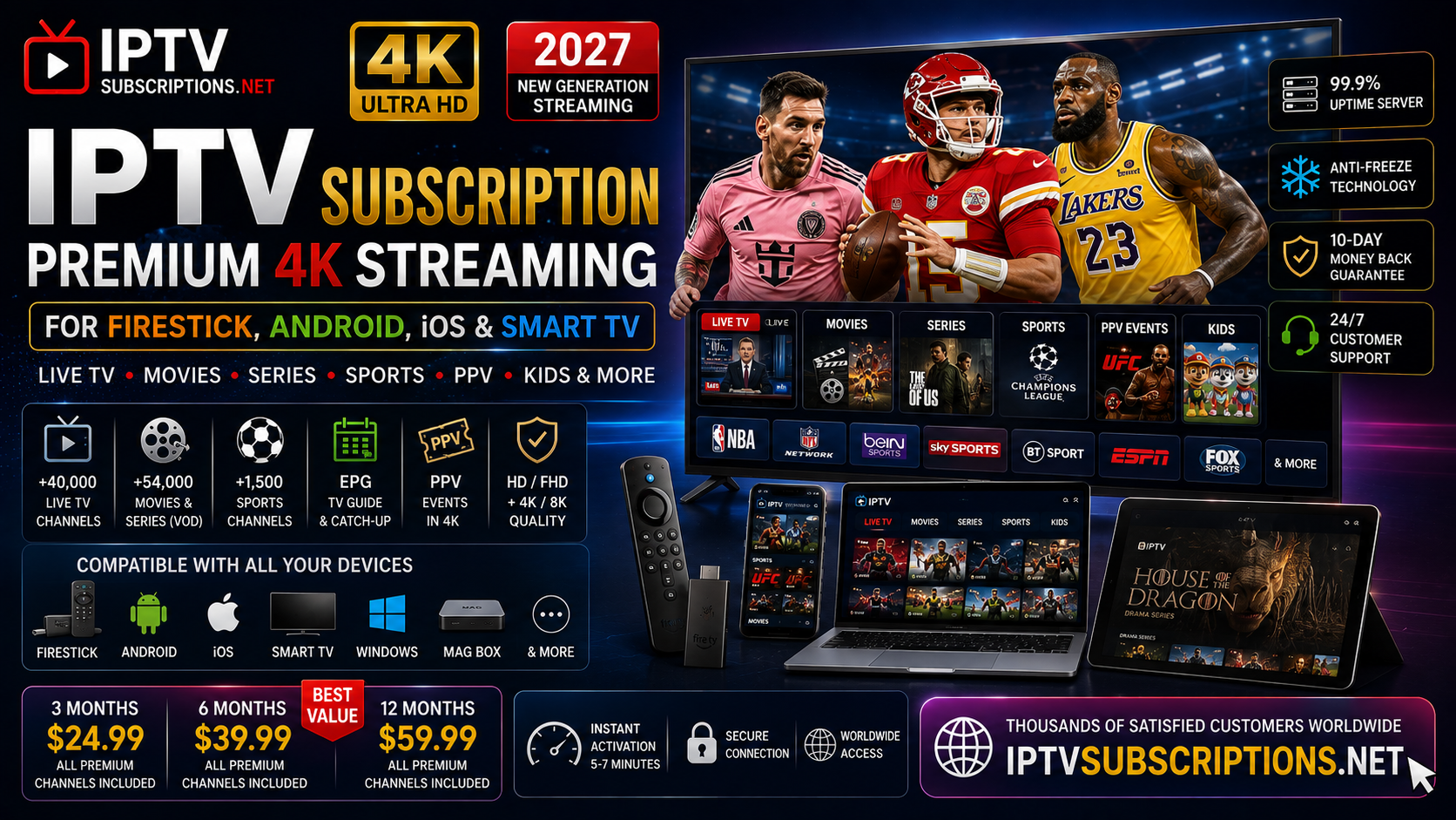 IPTV Subscription 2027 – Premium 4K Streaming for Firestick, Android, iOS & Smart TV