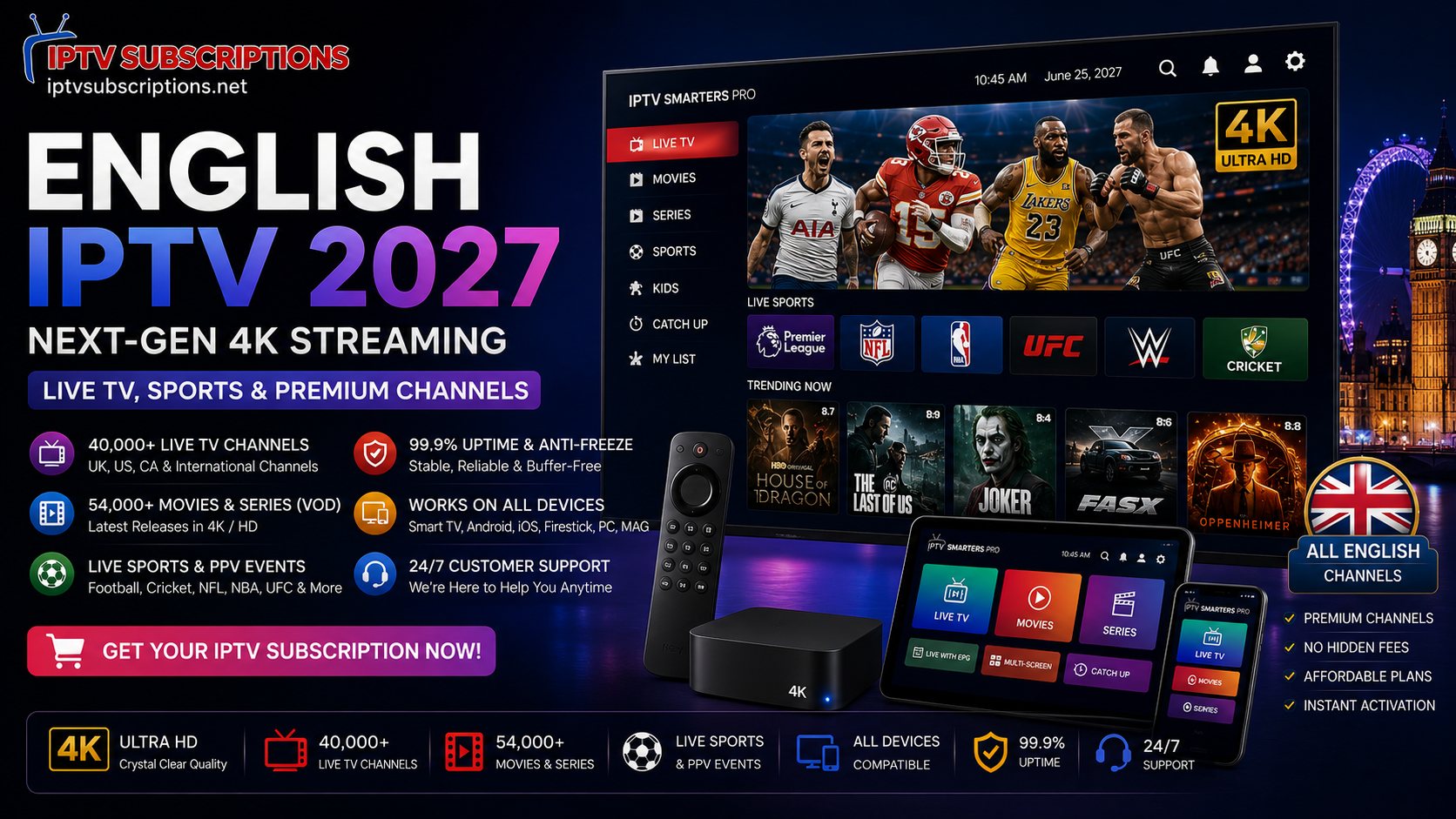 English IPTV 2027 β Next-Gen 4K Streaming, Live TV, Sports & Premium Channels