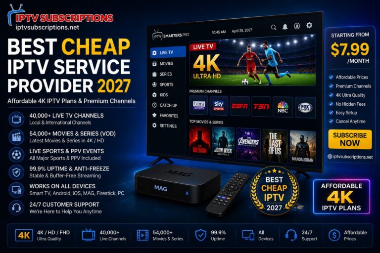Best Cheap IPTV Service Provider 2027 – Affordable 4K IPTV Plans & Premium Channels