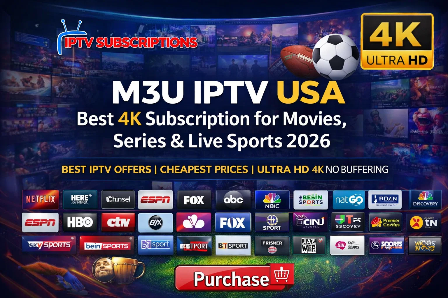 M3U IPTV USA – Best 4K Subscription for Movies, Series & Live Sports 2026
